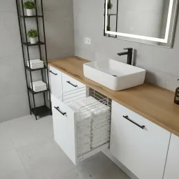 Izvlečna košara za perilo z blaženjem in pritrditvijo na vrata ORTA / Bela matirana