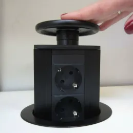 Izvlečna električna vtičnica BIGG 100 FRENCH 3x230V / Črna