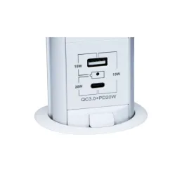 Izvlečna električna vtičnica ASTRA FRENCH 3x230V + 2x USB polnjenje / Bela