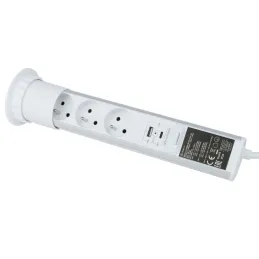 Izvlečna električna vtičnica ASTRA FRENCH 3x230V + 2x USB polnjenje / Bela