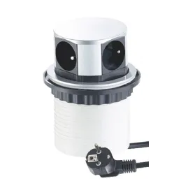 Izvlečna električna vtičnica TETRABOX FRENCH 4x 230V / aluminij