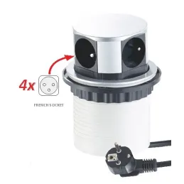 Izvlečna električna vtičnica TETRABOX FRENCH 4x 230V / aluminij