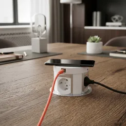 Izvlečna električna vtičnica MULTIBOX 4x 230V + 2x USB + 2x RJ45 / Bela