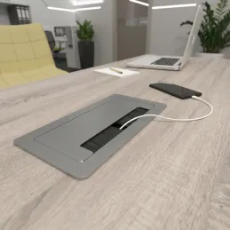 Vgradna izvlečna vtičnica 2 × 230 V + 2 × USB-polnjenje + HDMI + RJ45 / nerjavno jeklo