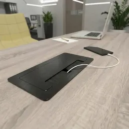 Vgradna dvižna vtičnica 2 x 230 V + 2 x USB za polnjenje + HDMI + RJ45 / Črna, brušena