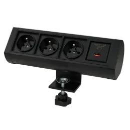 Električna vtičnica OFFICE 3x230V + 1xUSB C+A FRENCH / Mat črna