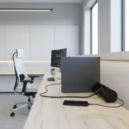 Električna vtičnica OFFICE 3x230V + 1xUSB C+A FRENCH / Mat črna
