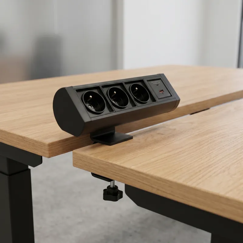 Električna vtičnica OFFICE 3x230V + 1xUSB C+A FRENCH / Mat črna