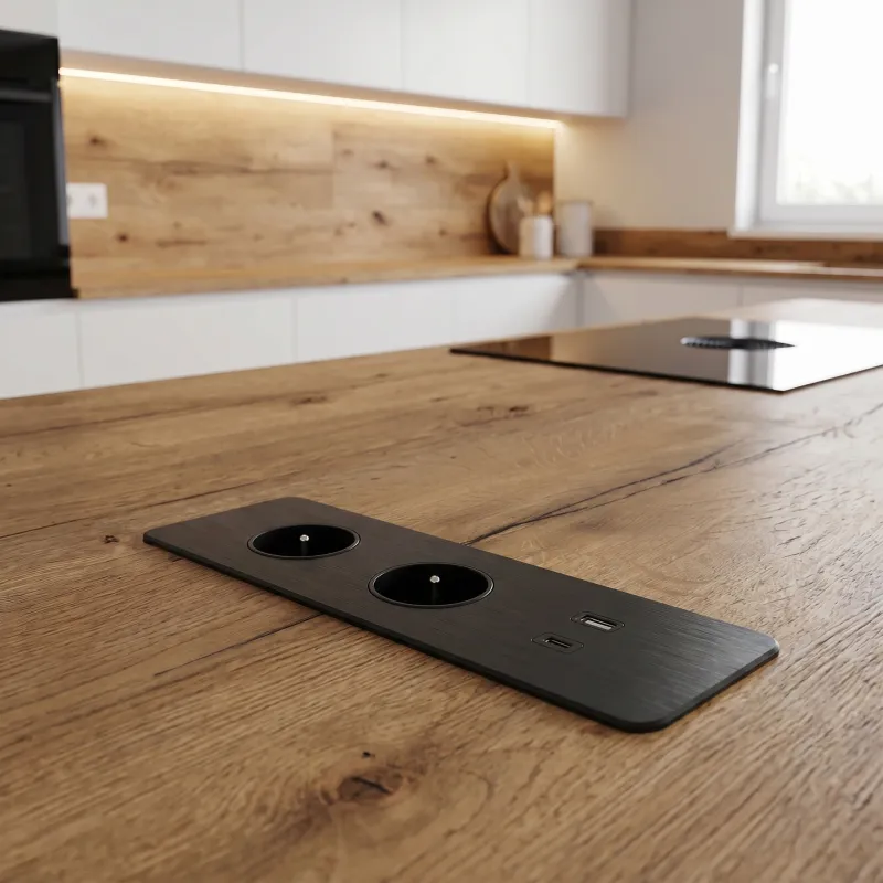 Električni razdelilnik EUROBOX 2x230V + 1xUSB C+A FRENCH / Mat črna