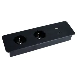 Električni razdelilnik EUROBOX 2x230V + 1xUSB C+A FRENCH / Mat črna