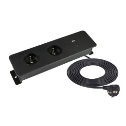 Električni razdelilnik EUROBOX 2x230V + 1xUSB C+A FRENCH / Mat črna