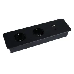 Električni razdelilnik EUROBOX 2x230V + 1xUSB C+A SCHUKO / Črna matirana