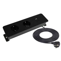 Električni razdelilnik EUROBOX 2x230V + 1xUSB C+A SCHUKO / Črna matirana