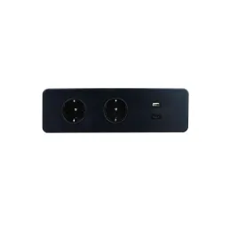 Električni razdelilnik EUROBOX 2x230V + 1xUSB C+A SCHUKO / Črna matirana