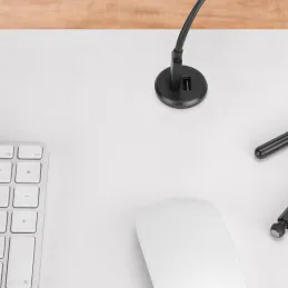 Namizni polnilnik 2 x USB A-C za vgradnjo v mizno ploščo debeline 25 mm PLUGY / mat črna