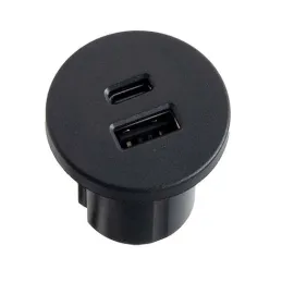 Namizni polnilnik 2 x USB A-C za vgradnjo v mizno ploščo debeline 25 mm PLUGY / mat črna