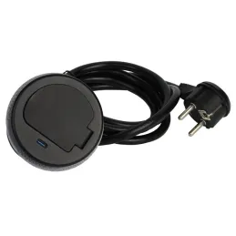 Notranja vtičnica ALPHA BOX SCHUKO 1x230V + USB C / mat črna