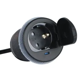 Notranja vtičnica ALPHA BOX SCHUKO 1x230V + USB C / mat črna