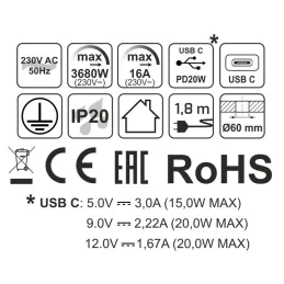 Notranja vtičnica ALPHA BOX SCHUKO 1x230V + USB C / mat črna