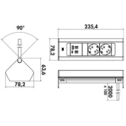 Notranja vtična letev Bachmann Casia 2 FRENCH 3x 230V / aluminij