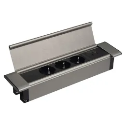 Notranja vgradna razdelilna letev SLIM BOX SCHUKO 3x 230V + USB / nerjavno jeklo