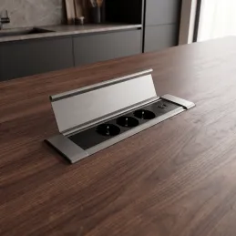 Notranja vgradna razdelilna letev SLIM BOX SCHUKO 3x 230V + USB / nerjavno jeklo