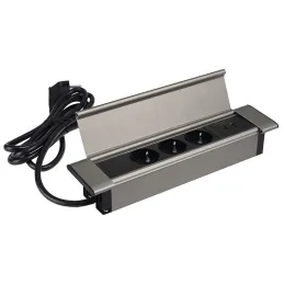 Notranja vgradna razdelilna letev SLIM BOX SCHUKO 3x 230V + USB / nerjavno jeklo