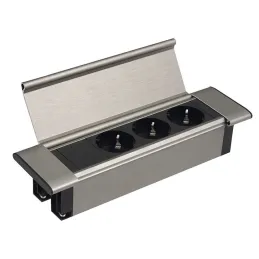 Vgradni razdelilnik SLIM BOX SCHUKO 3x 230V / nerjavno jeklo