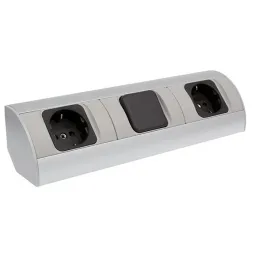 Notranji vtični razdelilnik CORNER SCHUKO 2 × 230 V s stikalom / aluminij