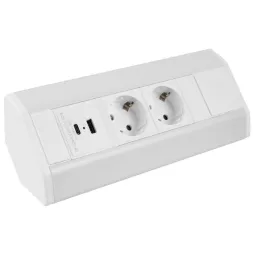 Notranji vtični razdelilnik CORNER SCHUKO 2x 230V + USB A-C / mat bela