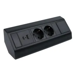Notranji vgradni razdelilnik CORNER SCHUKO 2x 230V + USB A-C / mat črna