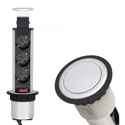 Izvlečna električna vtičnica ASTRA 3x230V SCHUKO / Aluminij
