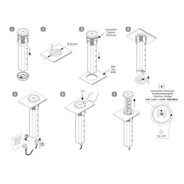 Avtomatska izvlečna električna vtičnica ASTRA SCHUKO 3x230V + 2xUSB A-C / Aluminij