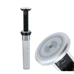 Avtomatska izvlečna električna vtičnica ASTRA SCHUKO 3x230V + 2xUSB A-C / Aluminij