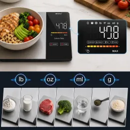 Kuhinjska digitalna tehtnica z aplikacijo FIT BODY / Črna
