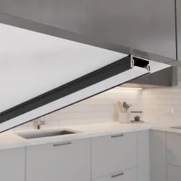 Aluminijasti profil ZARIA za LED-osvetlitev z mlečnim pokrovom / mat črna