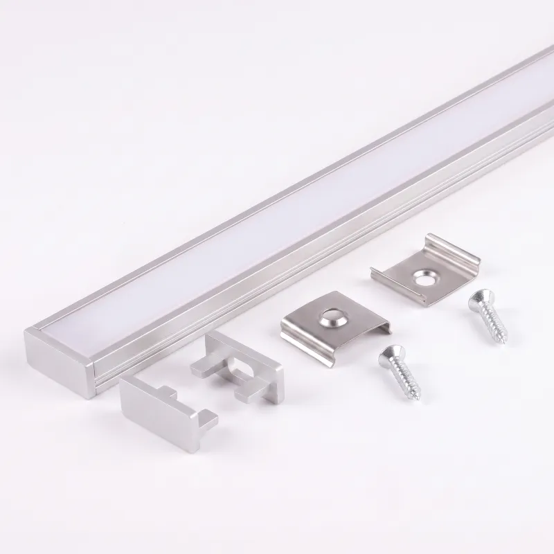 Set 1-metrskih profilov ZARIA za LED-osvetlitev z mlečnim pokrovom, pokrovčki in pritrdilnimi elementi / aluminij