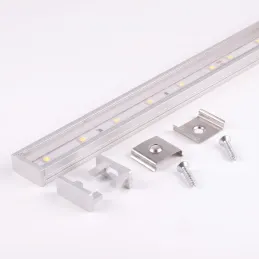 Komplet 1-metrskega profila ZARIA za LED-osvetlitev s prozornim pokrovom, pokrovoma in pritrdilnim elementom / Aluminij
