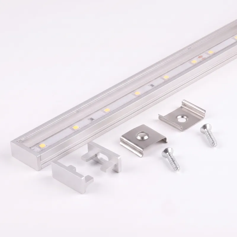 Komplet 1-metrskega profila ZARIA za LED-osvetlitev s prozornim pokrovom, pokrovoma in pritrdilnim elementom / Aluminij