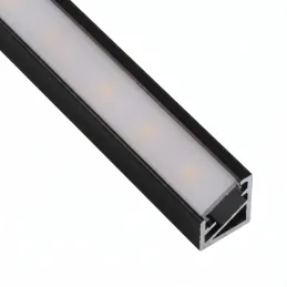 Kotni aluminijasti profil ZARIA za LED-osvetlitev z mlečnim pokrovom / Mat črna