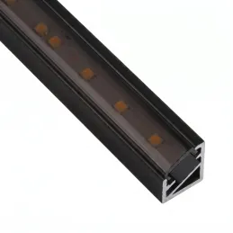 Kotna aluminijasta letev ZARIA za LED-osvetlitev s črnim pokrovčkom / Mat črna