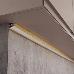 Kotni aluminijasti profil ZARIA za LED-osvetlitev z mlečnim pokrovom / zlata