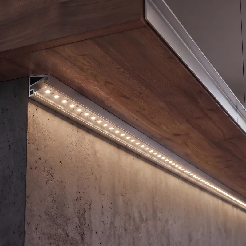 Kotni aluminijasti profil ZARIA za LED-razsvetljavo s prozornim pokrovom / Aluminij