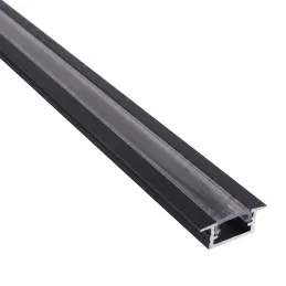 Vgradni aluminijasti profil ZARIA za LED-osvetlitev s prozornim pokrovom / mat črna