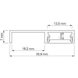 Aluminijasti profil za LED-osvetlitev podstavka ARIANA z mlečnim pokrovom / Aluminij