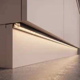 Aluminijasti profil za LED-osvetlitev cokla ARIANA s prozornim pokrovom / Mat črna