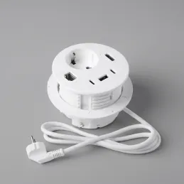 Vgradna notranja vtičnica za mizo OFFICE SMART 80 SCHUKO 1x230V + USB A-C + HDMI + Rj45 / Bela