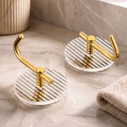 Samolepilni obešalnik GLAMOUR ROUND / Brušeno zlata