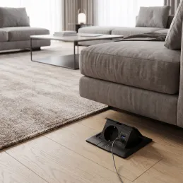 Nagibna talna vtičnica FLOOR LUX SCHUKO 1x230V + USB A-C / Črna