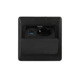 Nagibna talna vtičnica FLOOR LUX SCHUKO 1x230V + USB A-C / Črna